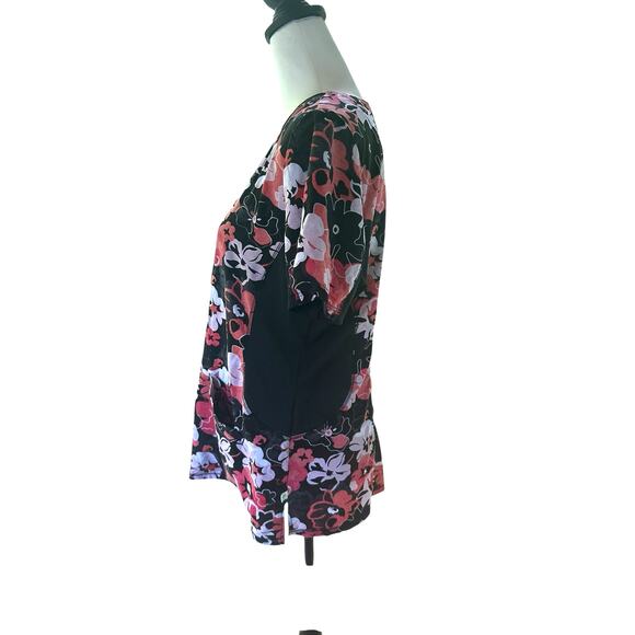 Premiere by Healing Hands Scrub Top Pink Black White Large - Picture 2 of 4